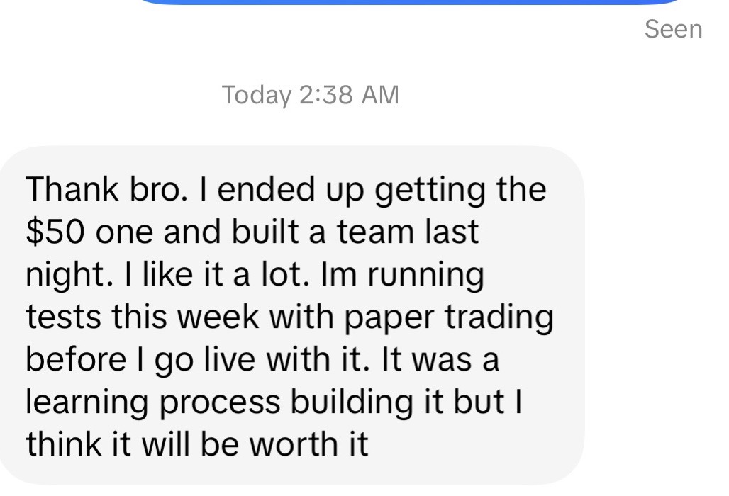 Client message — bought the Blueprint and built the 7-agent team