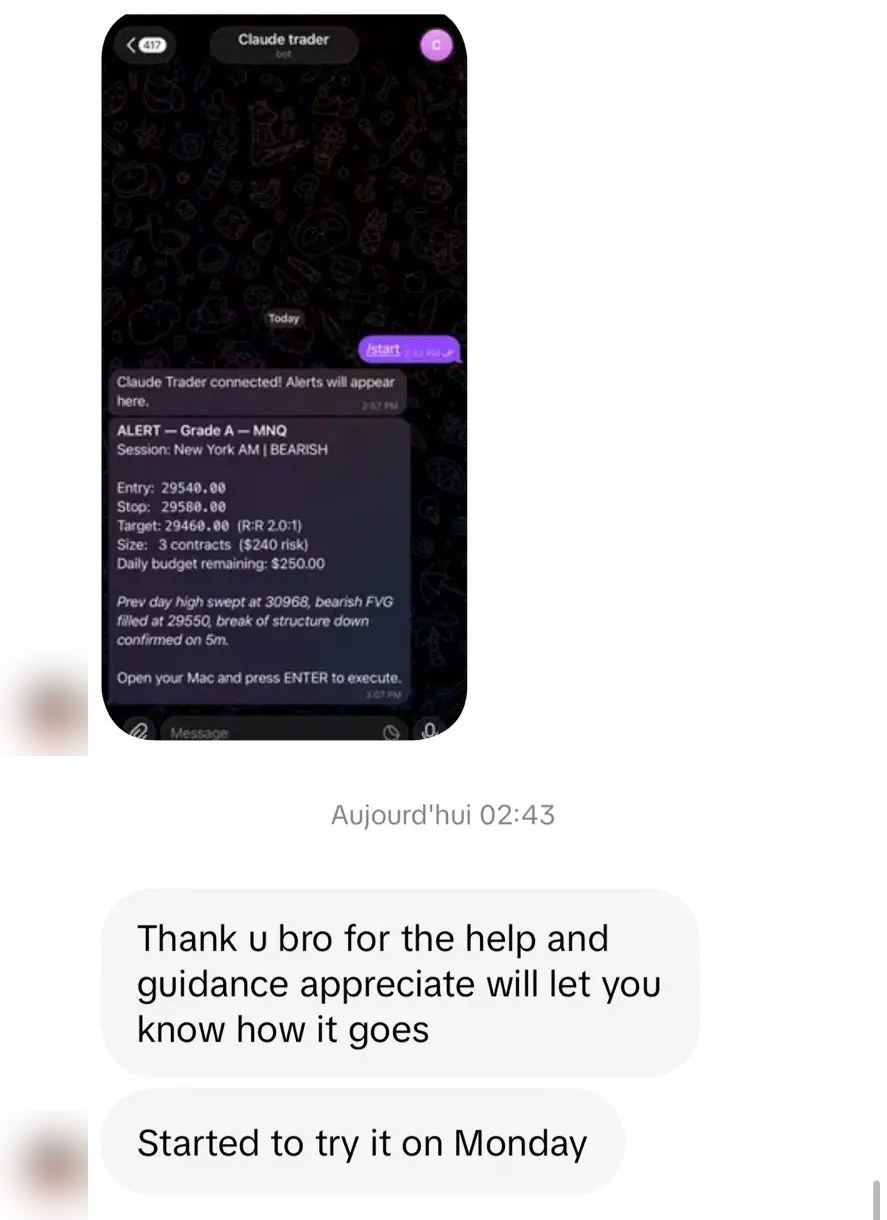 Client message — alerts running